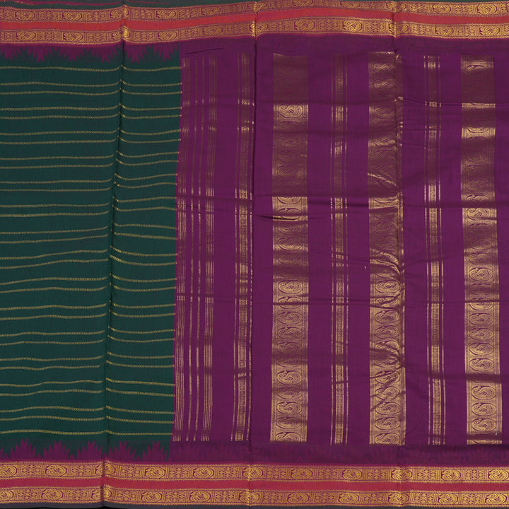 Hayagrivas Bottle Green Ten Yards Semi Silk Saree KSBE82A33-4