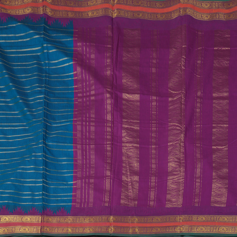 Hayagrivas Aqua Blue Ten Yards Semi Silk Saree KSBE82A33-5