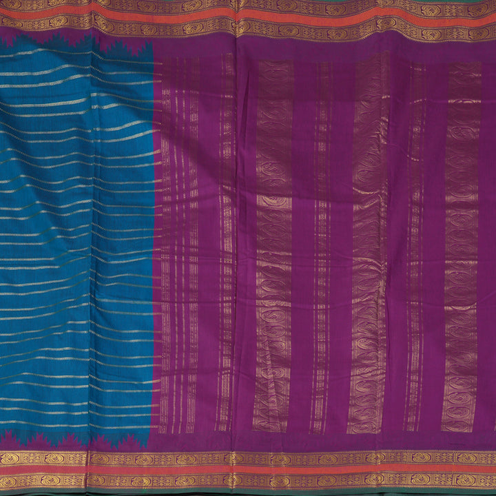 Hayagrivas Aqua Blue Ten Yards Semi Silk Saree KSBE82A33-5