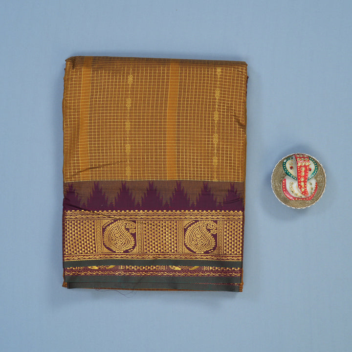 Hayagrivas Metallic Gold Ten Yards Semi Silk Saree KSBE82A34-7