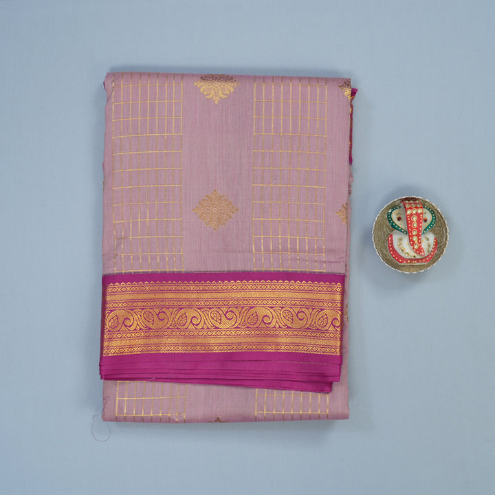 Hayagrivas Lavendar Ten Yards Semi Silk Saree with Purple Border KSBE82A36-4