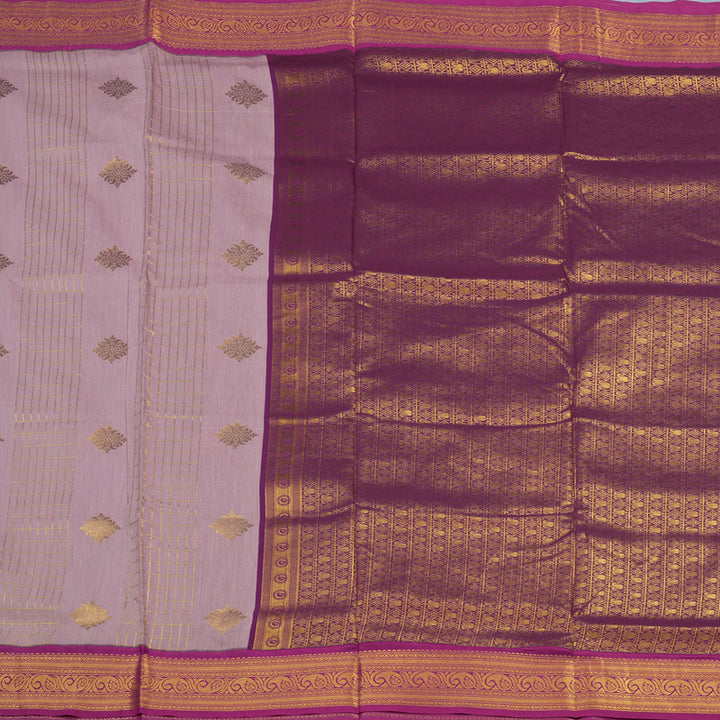 Hayagrivas Lavendar Ten Yards Semi Silk Saree with Purple Border KSBE82A36-4