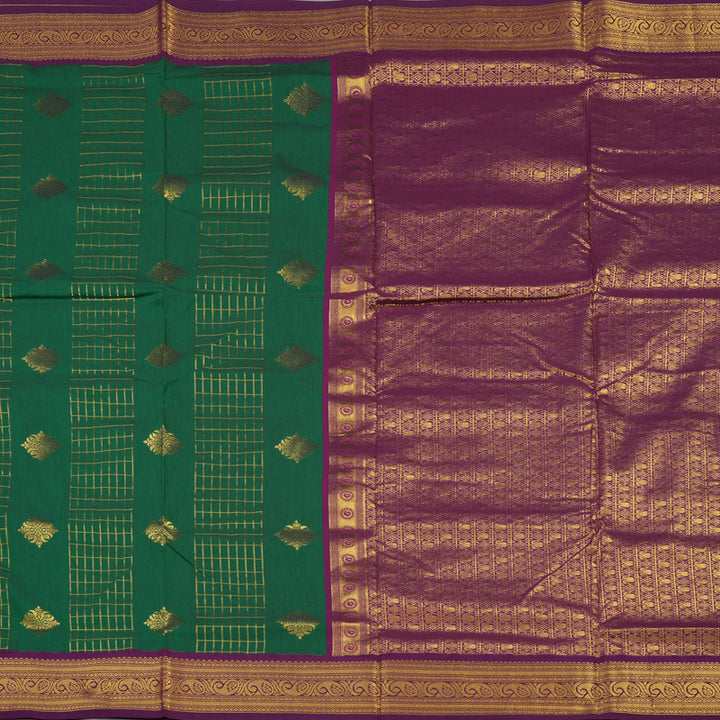 Hayagrivas Green Ten Yards Semi Silk Saree KSBE82A36-8