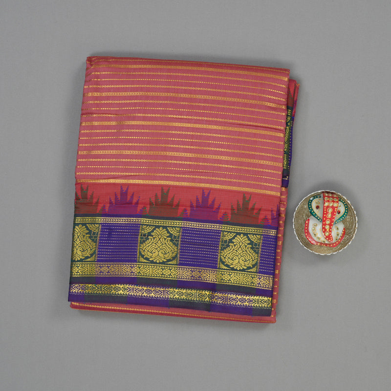 Hayagrivas Onion Pink Ten Yards Semi Silk Saree KSBE82A37-1