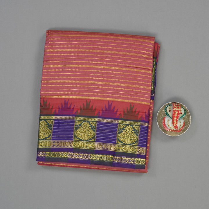 Hayagrivas Onion Pink Ten Yards Semi Silk Saree KSBE82A37-1