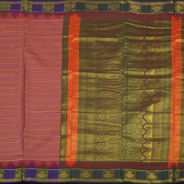 Hayagrivas Onion Pink Ten Yards Semi Silk Saree KSBE82A37-1