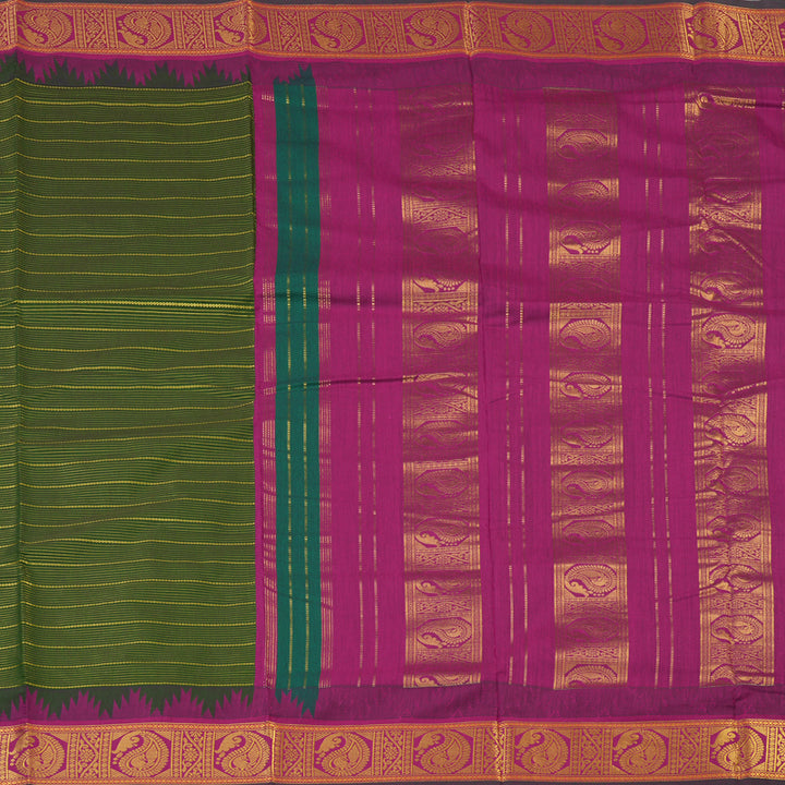 Hayagrivas Olive Green Ten Yards Semi Silk Saree KSBE82A37-4