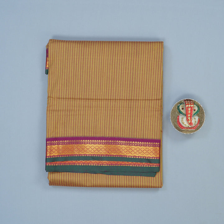 Hayagrivas Wheat Brown Ten Yards Semi Silk Saree with Purple Border KSBE82A7-3