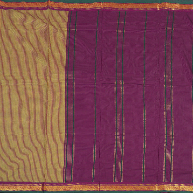 Hayagrivas Wheat Brown Ten Yards Semi Silk Saree with Purple Border KSBE82A7-3