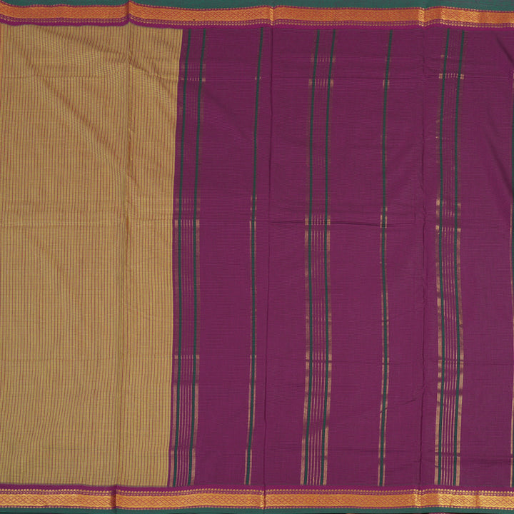 Hayagrivas Wheat Brown Ten Yards Semi Silk Saree with Purple Border KSBE82A7-3
