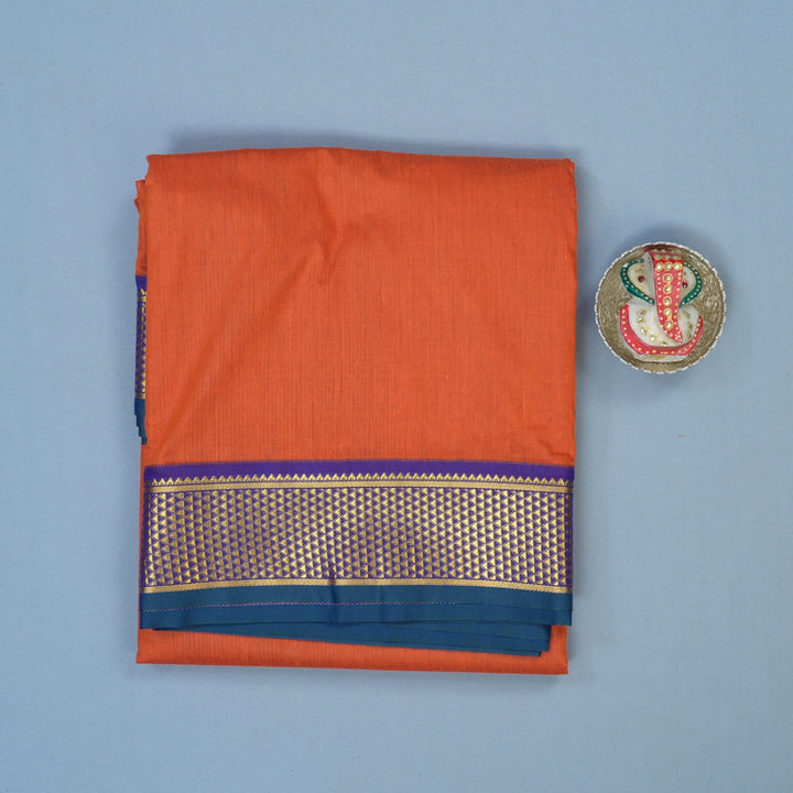 Hayagrivas Orange Ten Yards Semi Silk Saree KSBE82A8-9