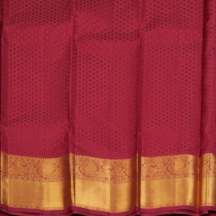 Hayagrivas Handloom Off-White Kanjivaram Silk Saree with Maroon Border KSBE83A1-1