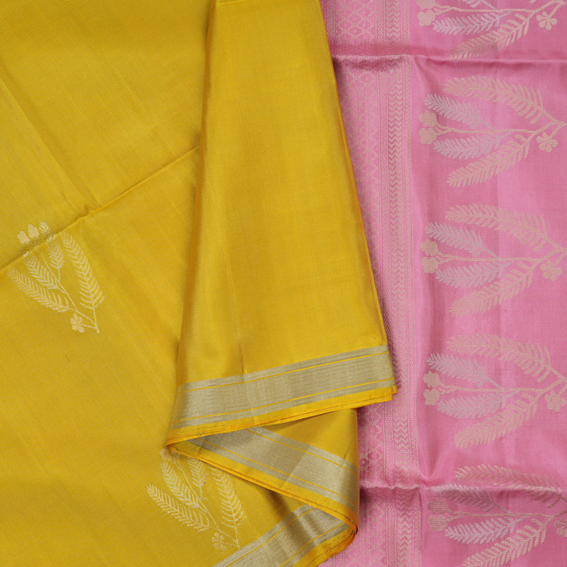 Hayagrivas Yellow Handloom Soft Silk Saree KSBE84A2-1