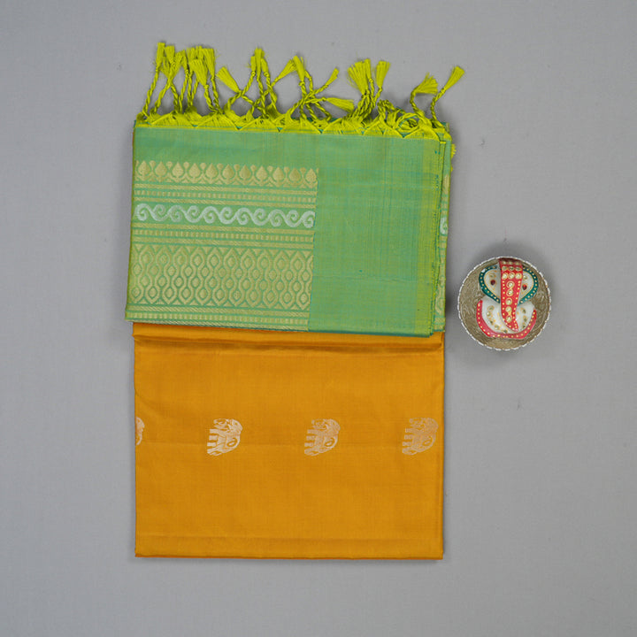 Hayagrivas Golden Yellow Handloom Soft Silk Saree KSBE85A19-1