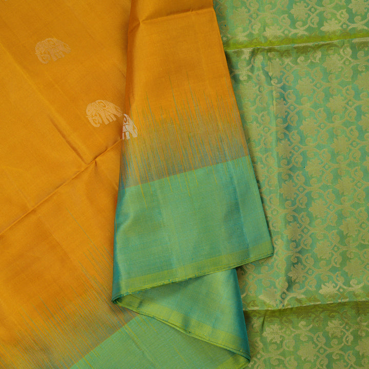 Hayagrivas Golden Yellow Handloom Soft Silk Saree KSBE85A19-1