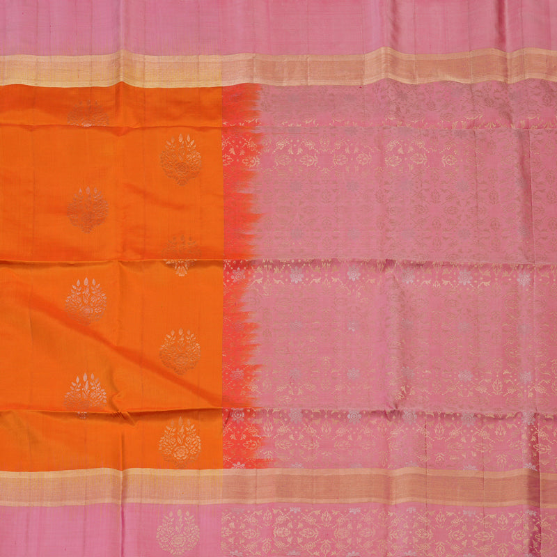 Hayagrivas Orange Handloom Soft Silk Saree KSBE85A19-2