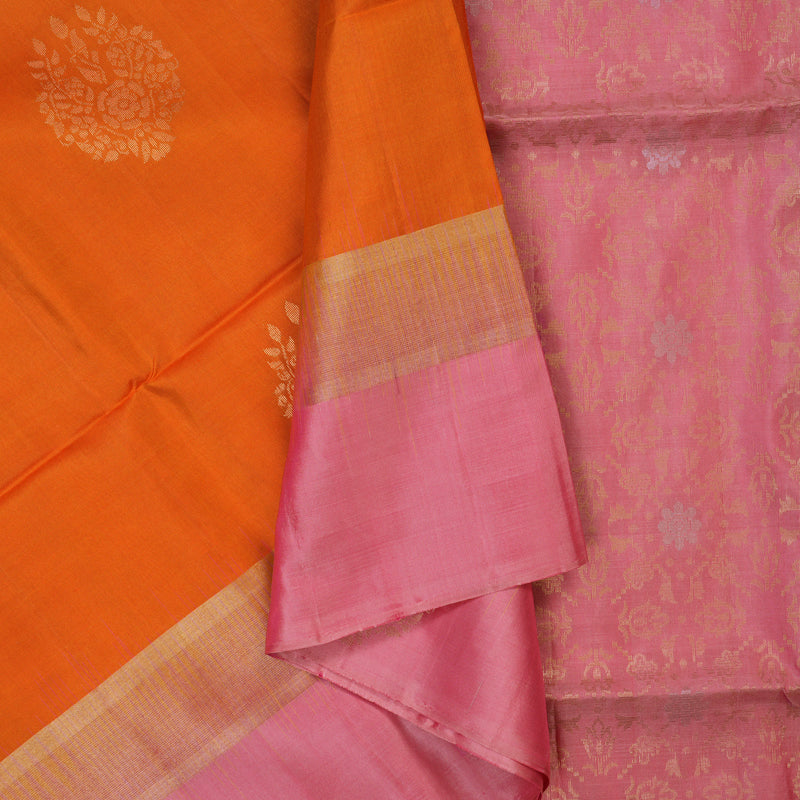 Hayagrivas Orange Handloom Soft Silk Saree KSBE85A19-2