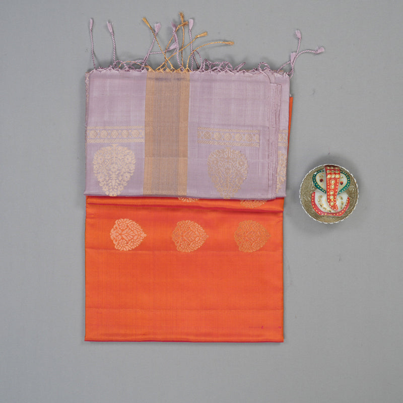 Hayagrivas Orange Handloom Soft Silk Saree KSBE85A3-1