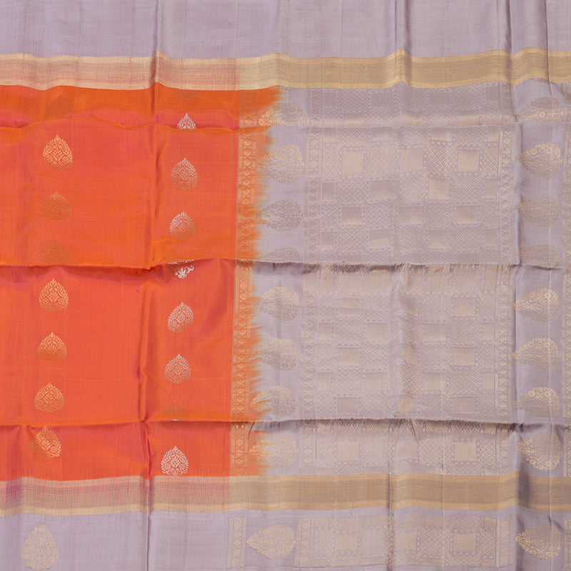 Hayagrivas Orange Handloom Soft Silk Saree KSBE85A3-1