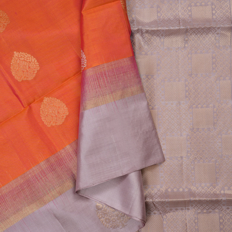 Hayagrivas Orange Handloom Soft Silk Saree KSBE85A3-1