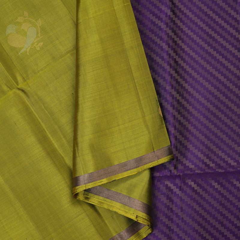 Hayagrivas Olive Green Handloom Soft Silk Saree KSBE85A35-1