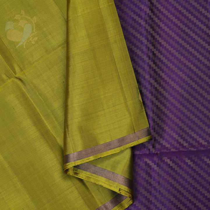 Hayagrivas Olive Green Handloom Soft Silk Saree KSBE85A35-1