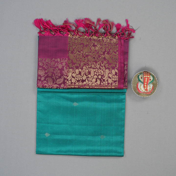 Hayagrivas Teal Handloom Soft Silk Saree KSBE85A46-1