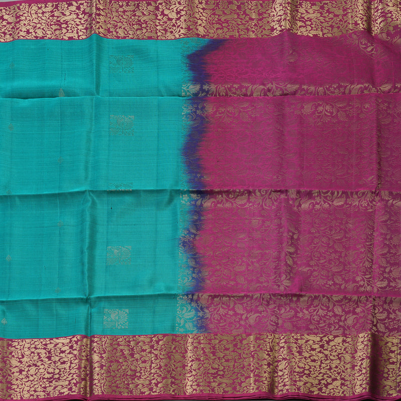 Hayagrivas Teal Handloom Soft Silk Saree KSBE85A46-1