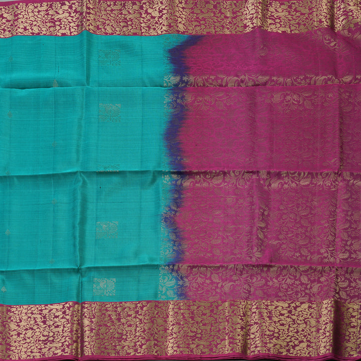Hayagrivas Teal Handloom Soft Silk Saree KSBE85A46-1