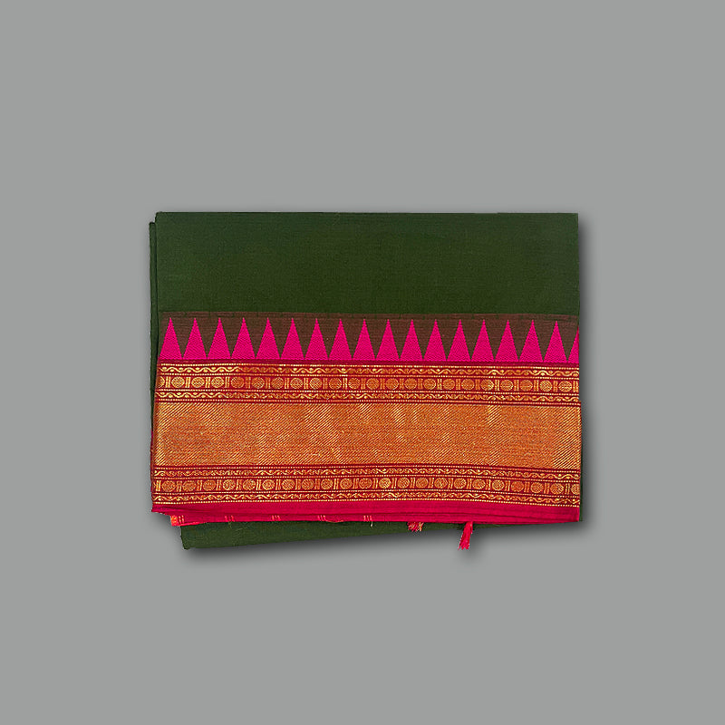 Hayagrivas Bottle Green Handloom Chettinad Cotton Saree KSBE86A1-3