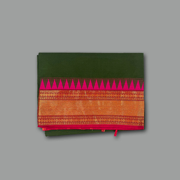 Hayagrivas Bottle Green Handloom Chettinad Cotton Saree KSBE86A1-3