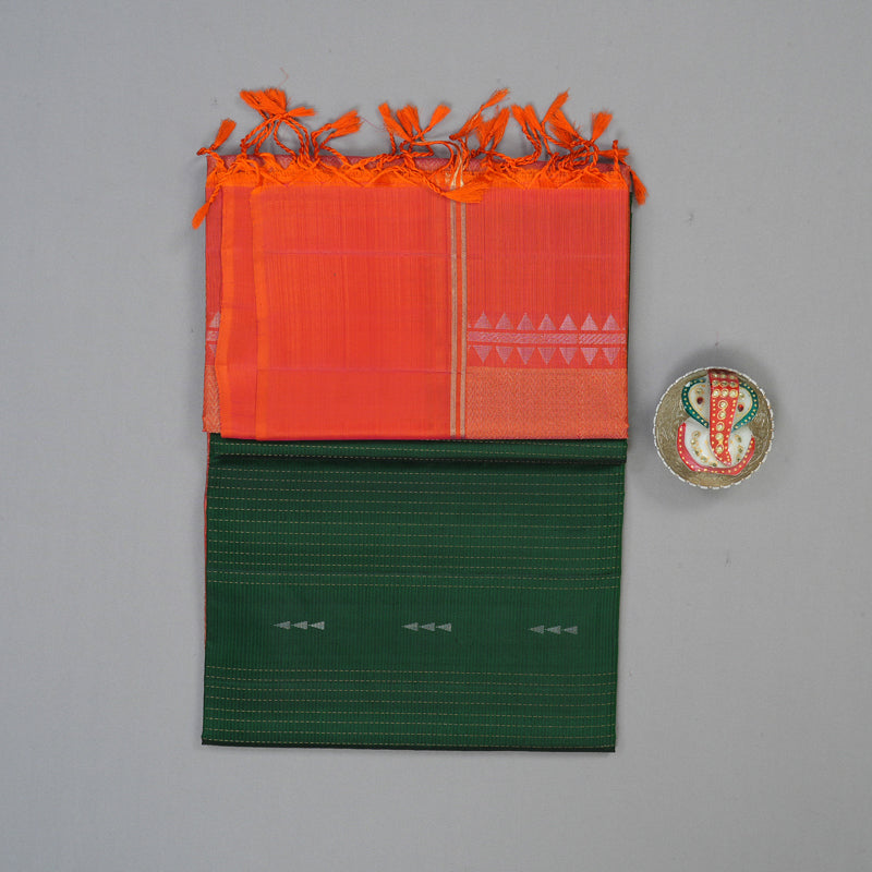 Hayagrivas Bottle Green Handloom Soft Silk Saree KSBE87A10-2