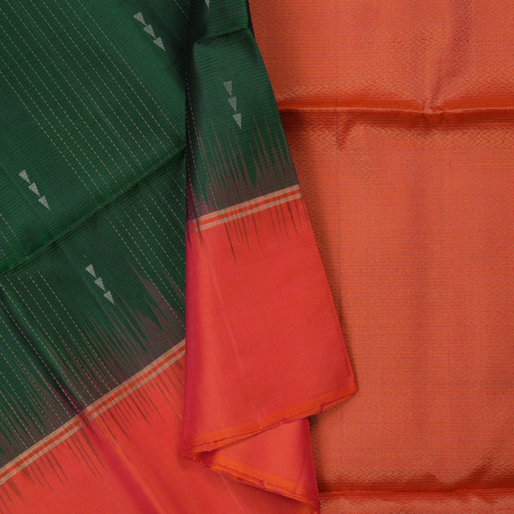 Hayagrivas Bottle Green Handloom Soft Silk Saree KSBE87A10-2