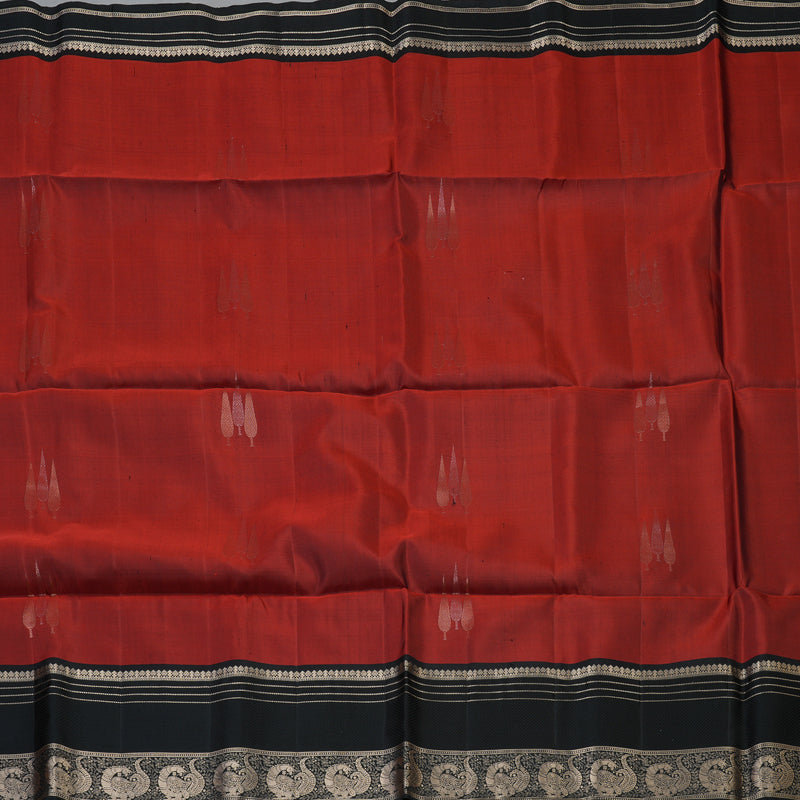 Hayagrivas Rust Orange Handloom Soft Silk Saree KSBE87A13-3