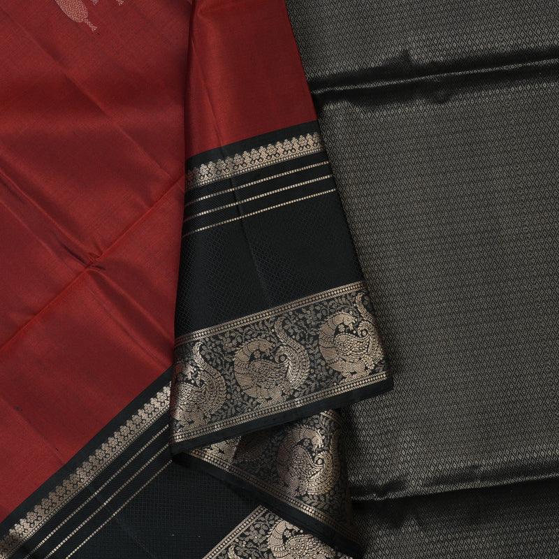 Hayagrivas Rust Orange Handloom Soft Silk Saree KSBE87A13-3