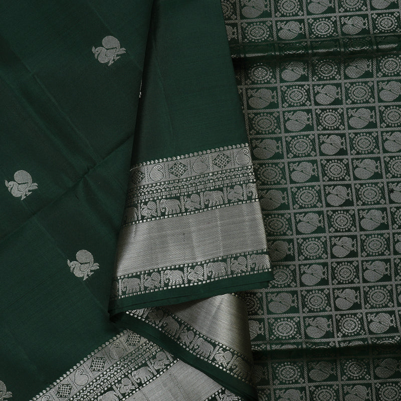 Hayagrivas Bottle Green Handloom Soft Silk Saree KSBE87A6-2