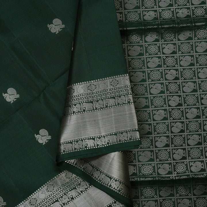 Hayagrivas Bottle Green Handloom Soft Silk Saree KSBE87A6-2