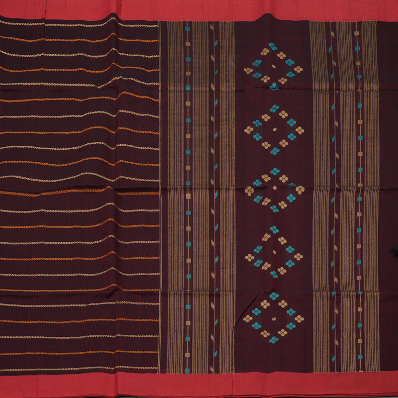 Hayagrivas Wine Maroon Handloom Cotton Saree KSBE89A11-1
