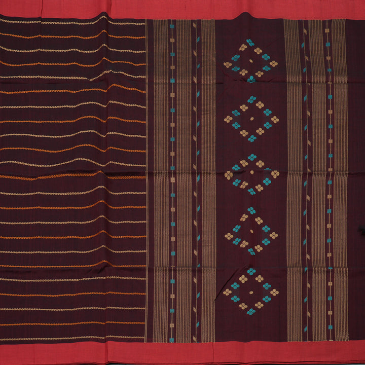 Hayagrivas Wine Maroon Handloom Cotton Saree KSBE89A11-1