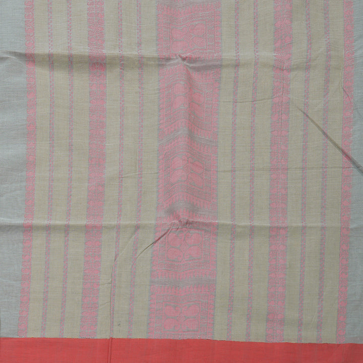 Hayagrivas Light Grey Handloom Cotton Saree KSBE89A2-2