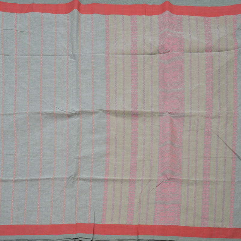 Hayagrivas Light Grey Handloom Cotton Saree KSBE89A2-2