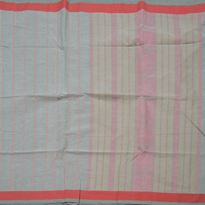 Hayagrivas Light Grey Handloom Cotton Saree KSBE89A2-2