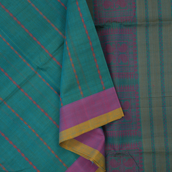 Hayagrivas Cyan Blue Handloom Cotton Saree KSBE89A2-4