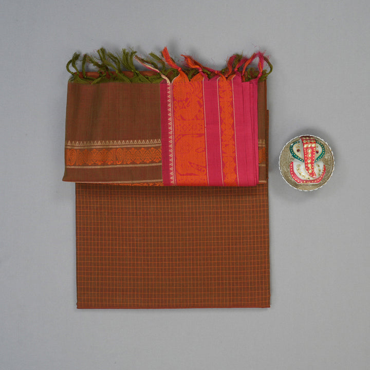 Hayagrivas Rust Handloom Cotton Saree KSBE89A3-2