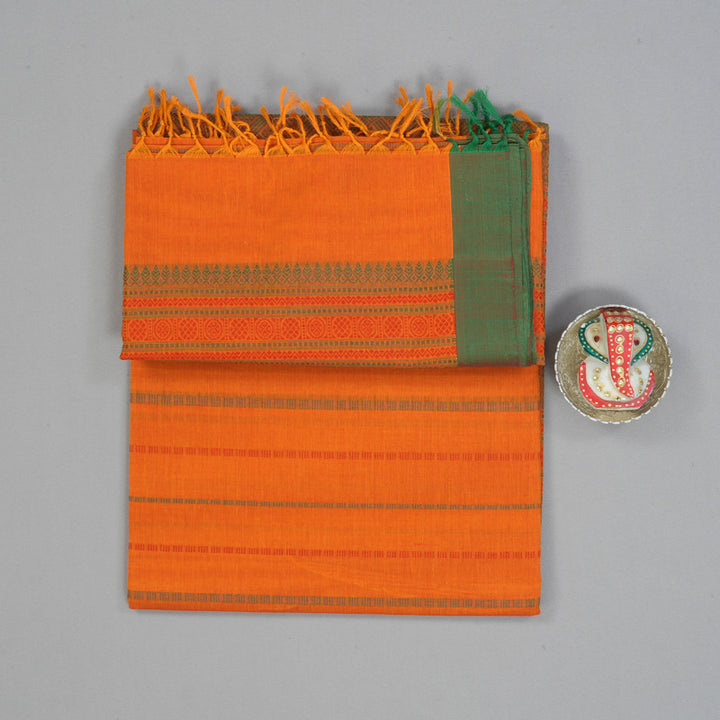 Hayagrivas Turmeric Orange Handloom Cotton Saree KSBE89A4-2