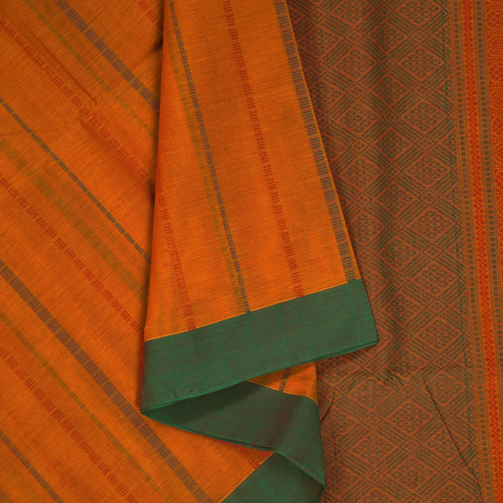 Hayagrivas Turmeric Orange Handloom Cotton Saree KSBE89A4-2
