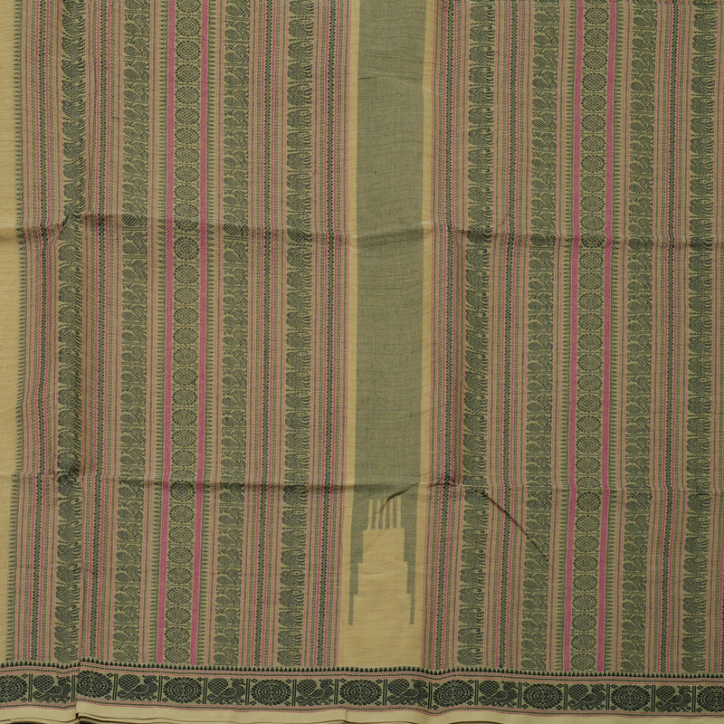 Hayagrivas Khaki Brown Handloom Cotton Saree KSBE89A6-2