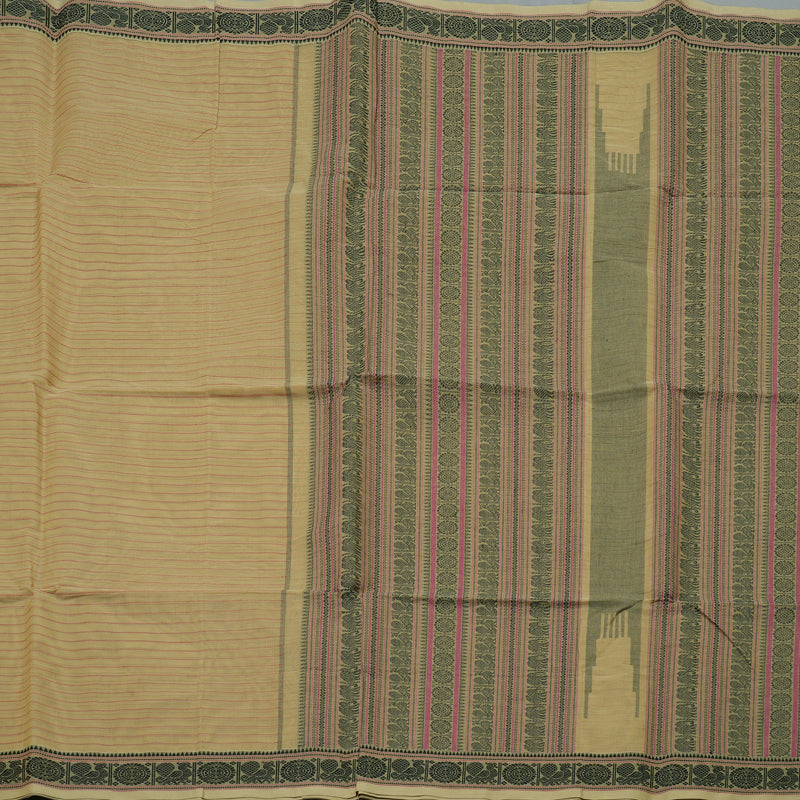 Hayagrivas Khaki Brown Handloom Cotton Saree KSBE89A6-2