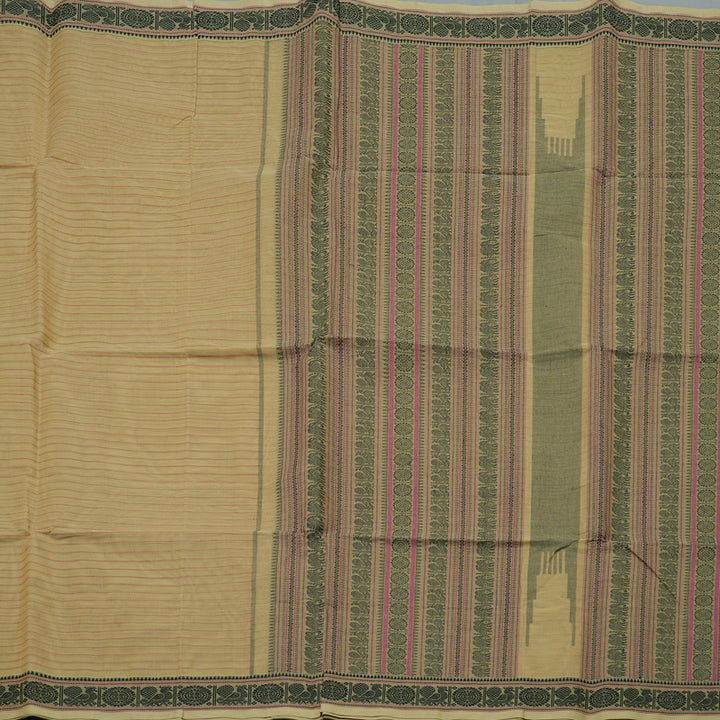 Hayagrivas Khaki Brown Handloom Cotton Saree KSBE89A6-2