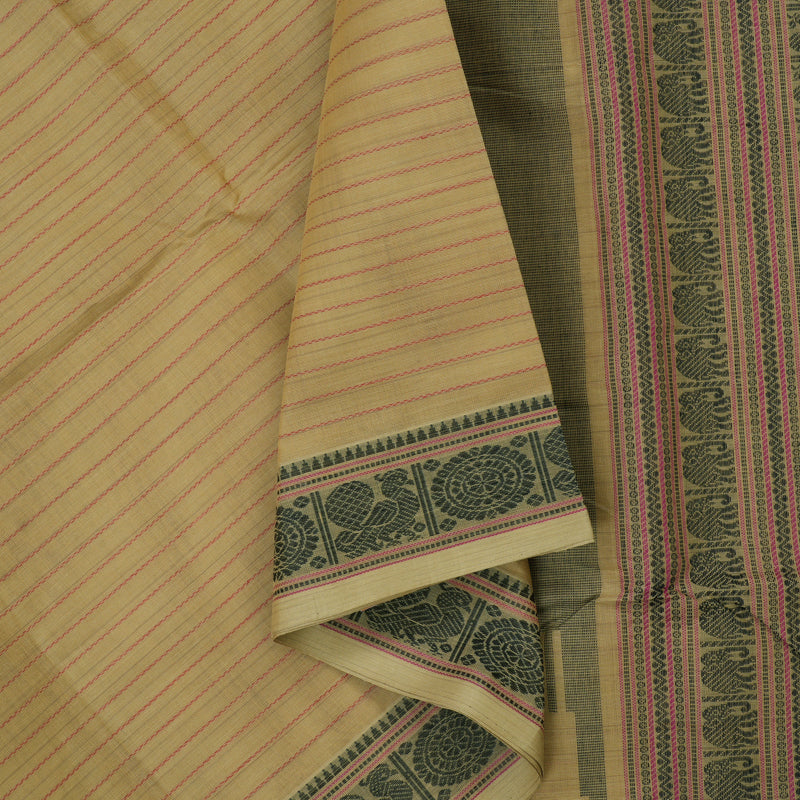 Hayagrivas Khaki Brown Handloom Cotton Saree KSBE89A6-2